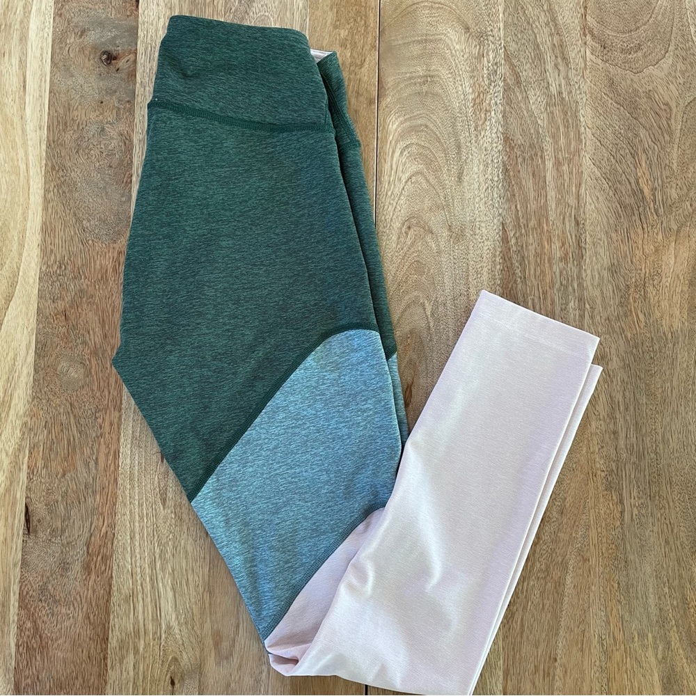 Outdoor Voices Green and Gray Leggings Stretchy Athletic Bottoms